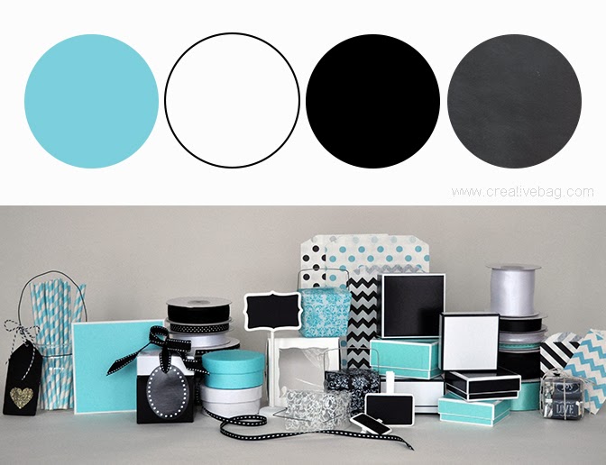 the creative bag blog Favor packaging mood boards bright pink, tiffany blue and naturals