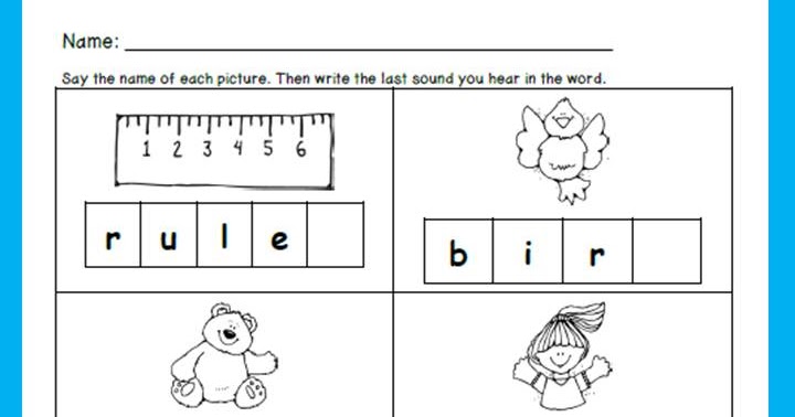 KinderKids Fun: Friday Freebie: Ending Sounds Activity Sheet