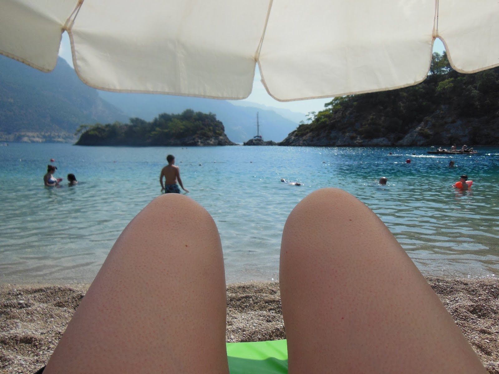 Oludeniz beach with hot dog legs
