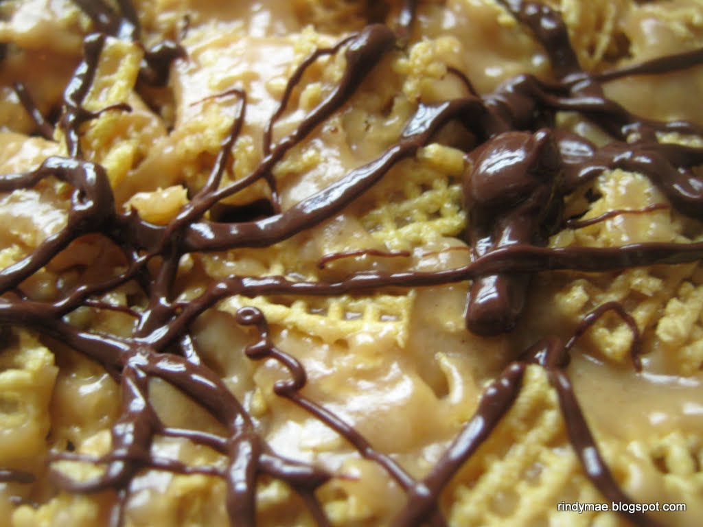 Rindy Mae Chocolate and Peanut Butter Caramel Chex Bars