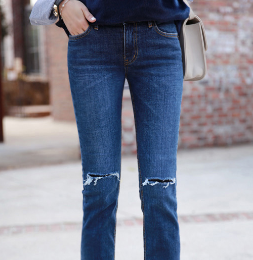 [Miamasvin] Slashed Boot Cut Jeans KSTYLICK Latest Korean Fashion