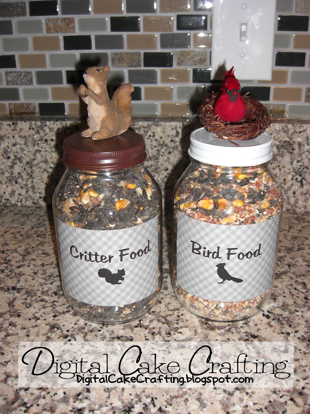 Digital Cake Crafting Bird Seed Gift Jar