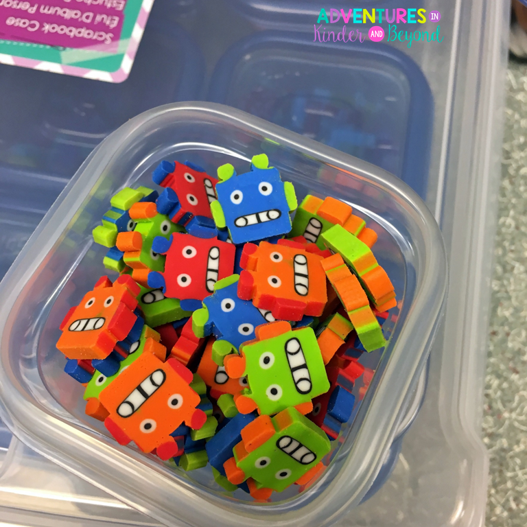 Adventures in Kinder and Beyond How to Store those Mini Erasers