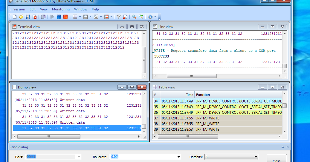 RS232 Monitor Key features