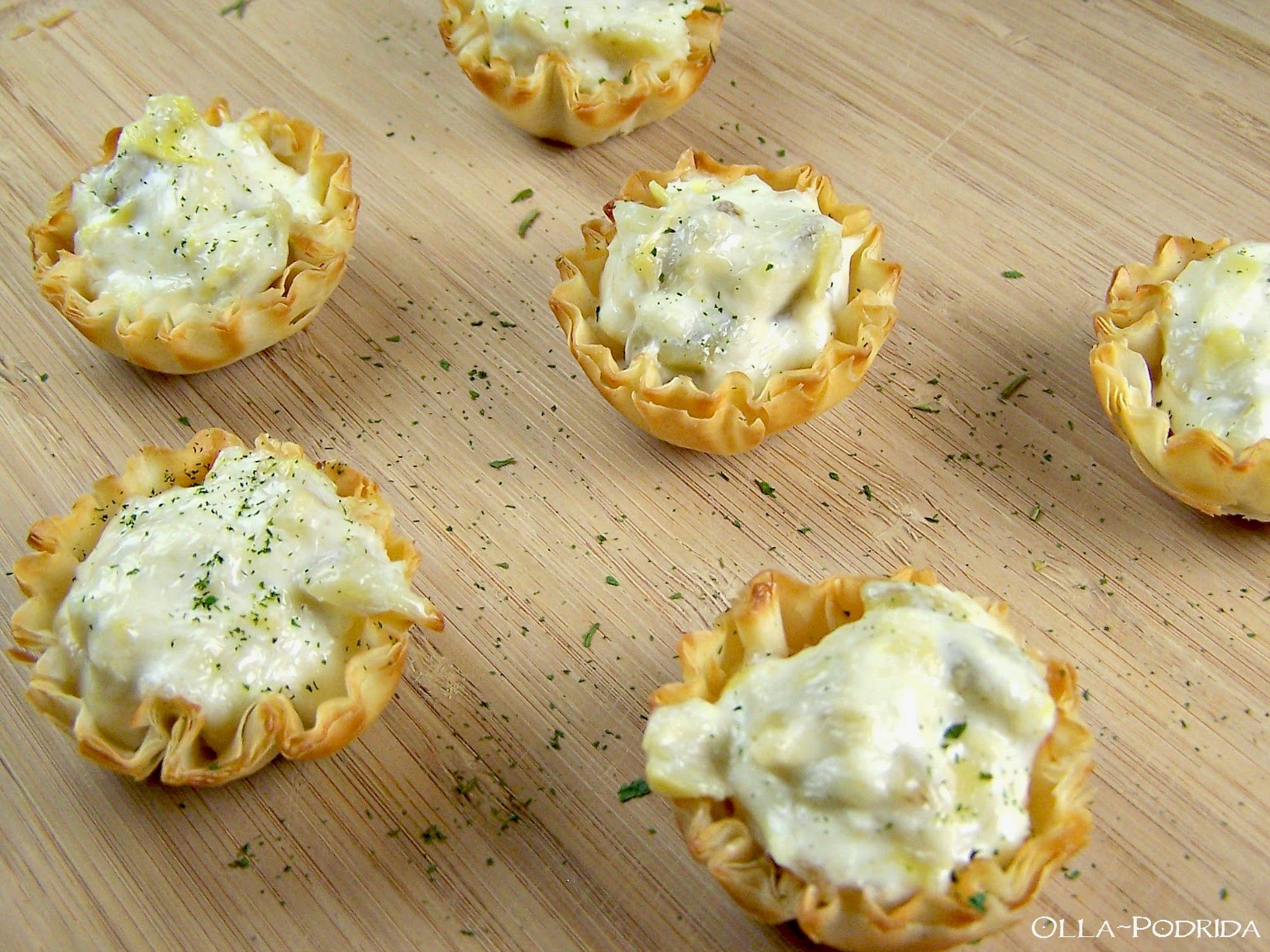 OllaPodrida Artichoke Butter in Phyllo Cups