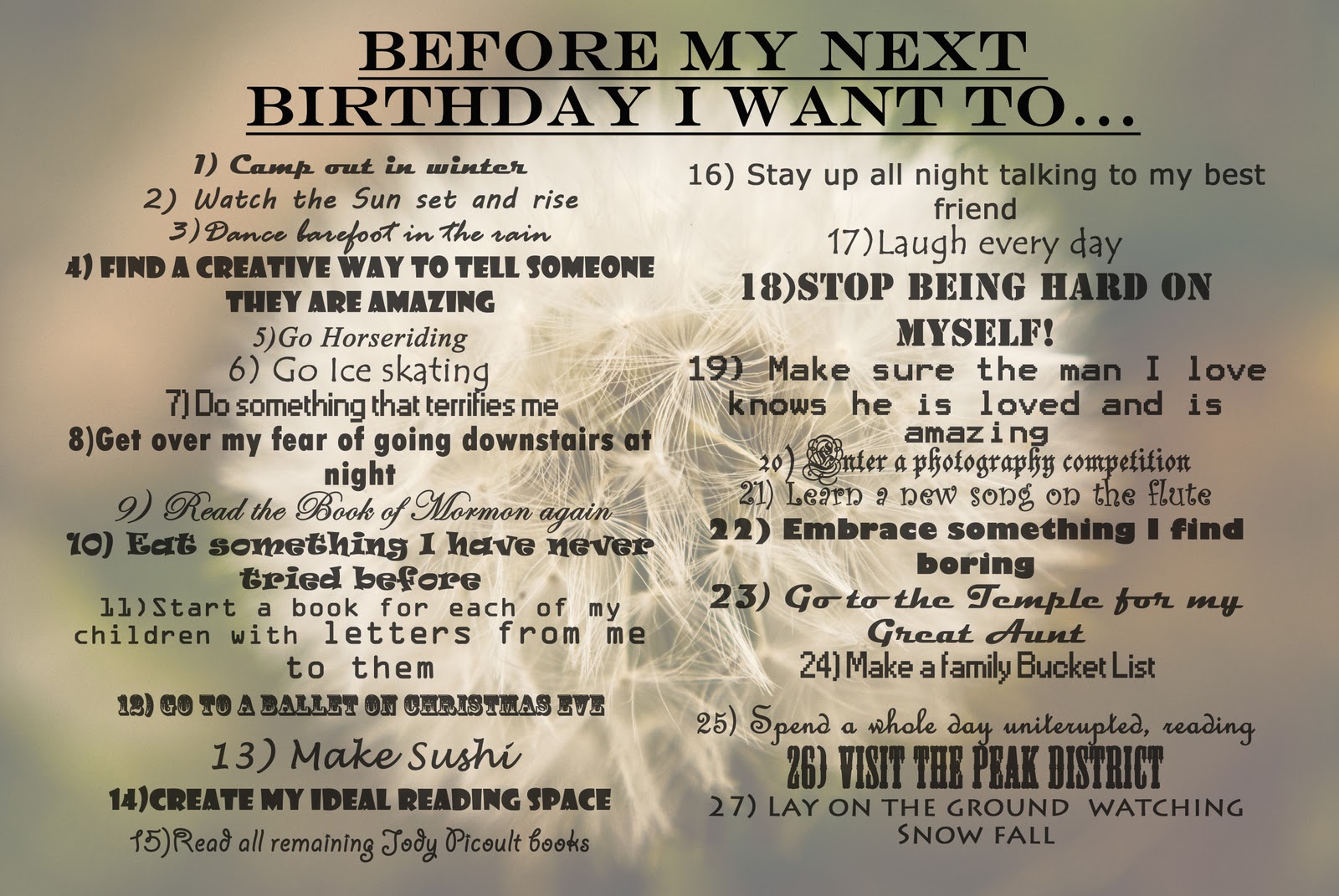 Making Magical Moments Before I am 28 Bucket List...