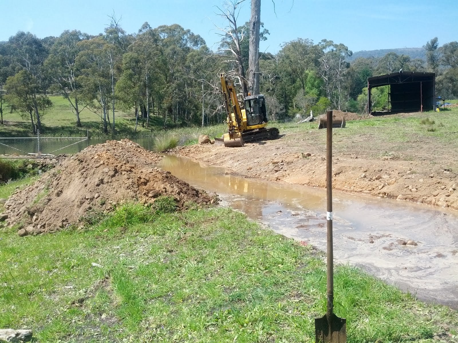 Swale dug off the house dam