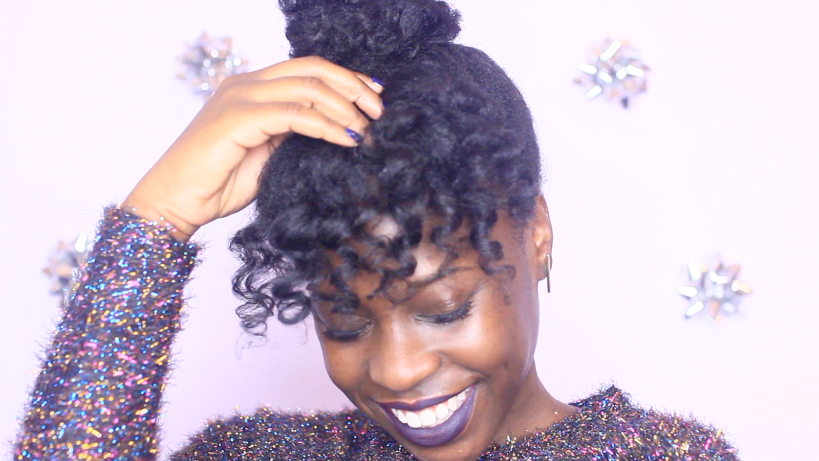 Curly Bangs And Bun On Natural Hair Curlynikki Natural Hair Care
