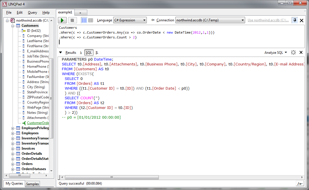 How to write sql in ms access 2007