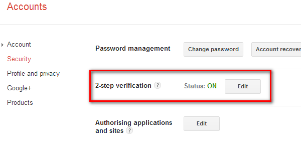 2 Step verification option In Google Account setting> Security