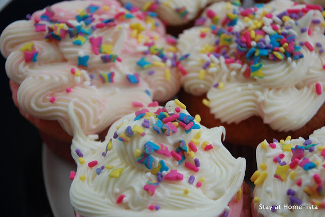 Birthday cupcakes with butterfly sprinkles