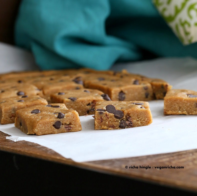 Vegan Chocolate Chip Cookie Dough Bars. No Bake Glutenfree Vegan Richa