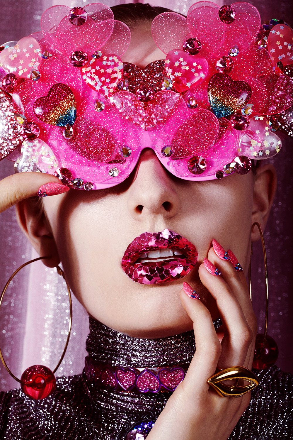 Valentine's Day Beauty Shoot Editorial- Love Barbie Girl Heart Makeup
