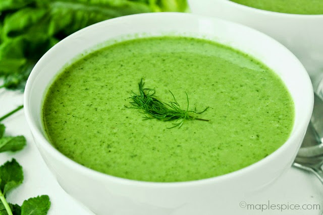 Chilled Summer Lettuce and Pea Soup - gluten free and vegan.