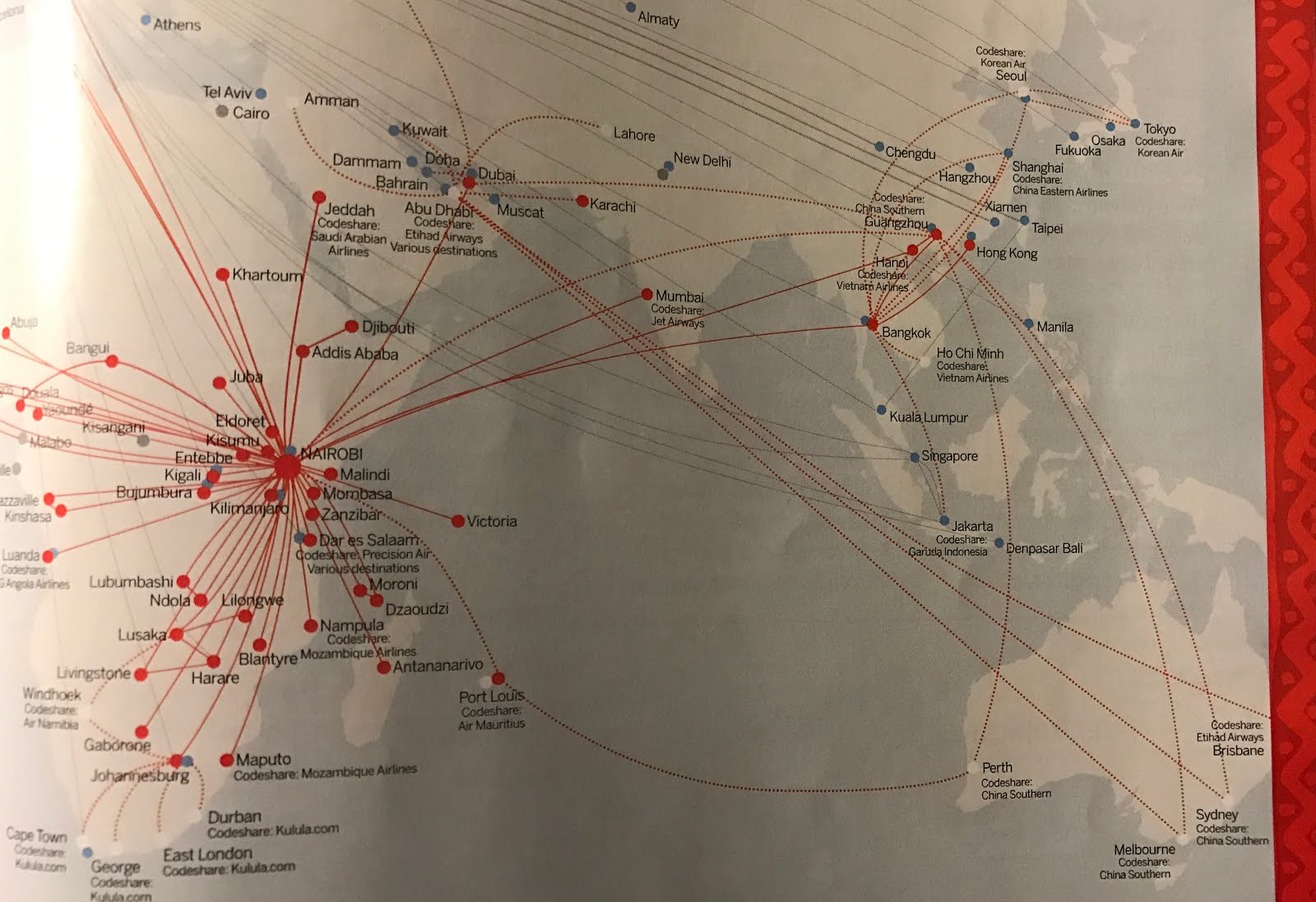 Kenya Airways Flight Map The Timetablist: Kenya Airways: The Asian Network, April 2016