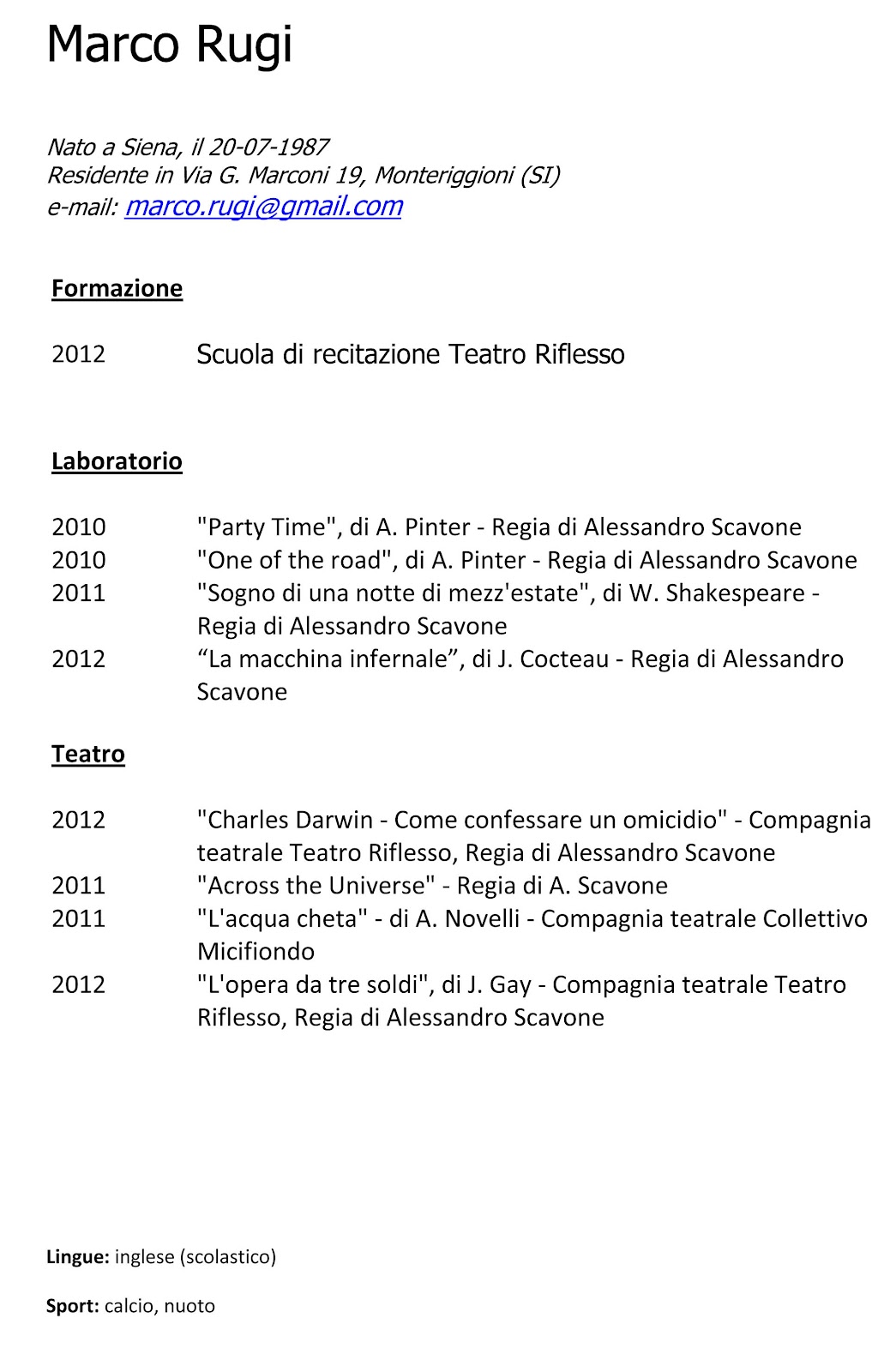 Curriculum vitae attore 06 image