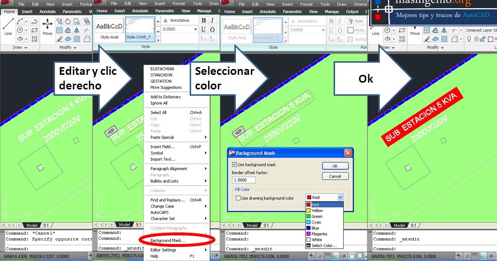 Cadistic Tutoriales, Tips y Trucos de AutoCAD Colocar fondo a textos