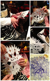 snowflake, coffee filter, Christmas craft, Christmas decoration, scissors, zebra dress