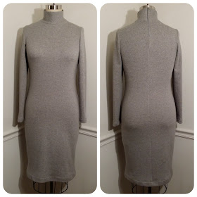 Vogue 8939 - Heathered Gray Jersey Knit Turtleneck Dress - Erica B's DIY Style!