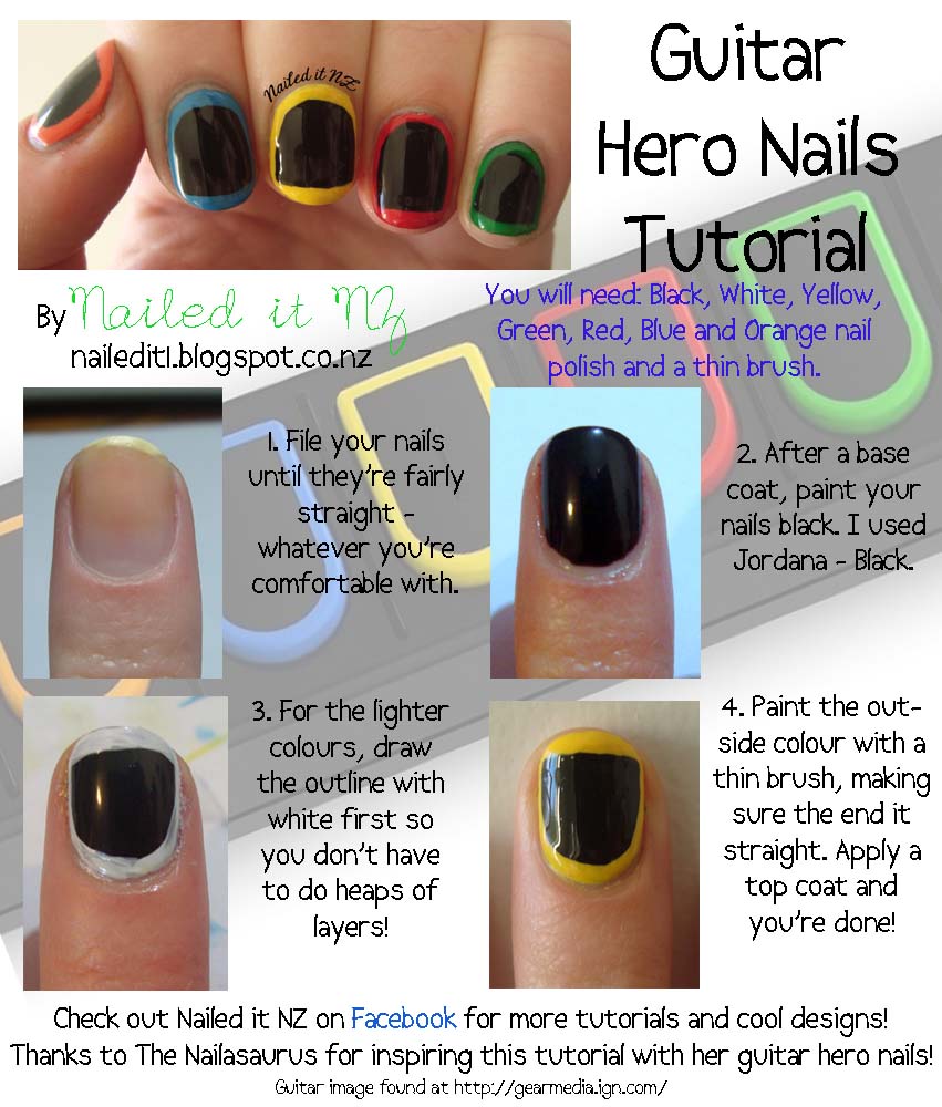 Nail art for short nails 2 Guitar Hero Nails