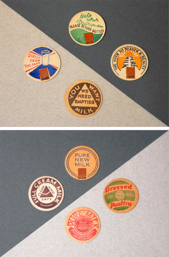 seesaw. milk bottle tops.