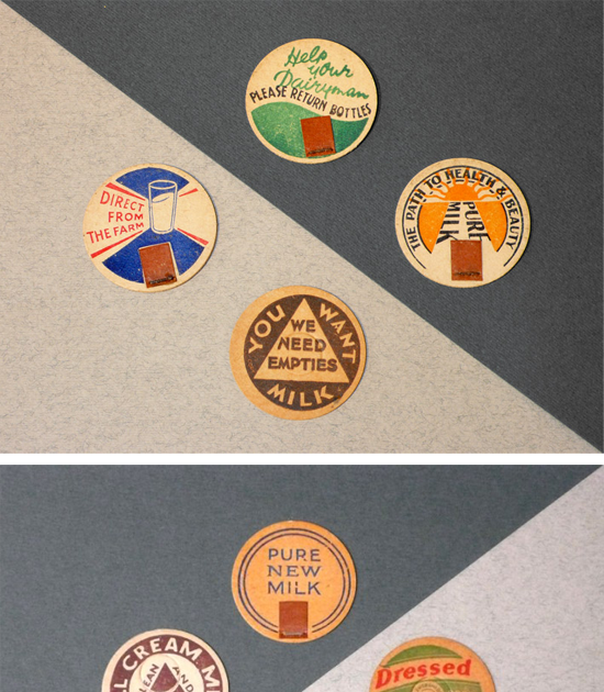 seesaw. milk bottle tops.