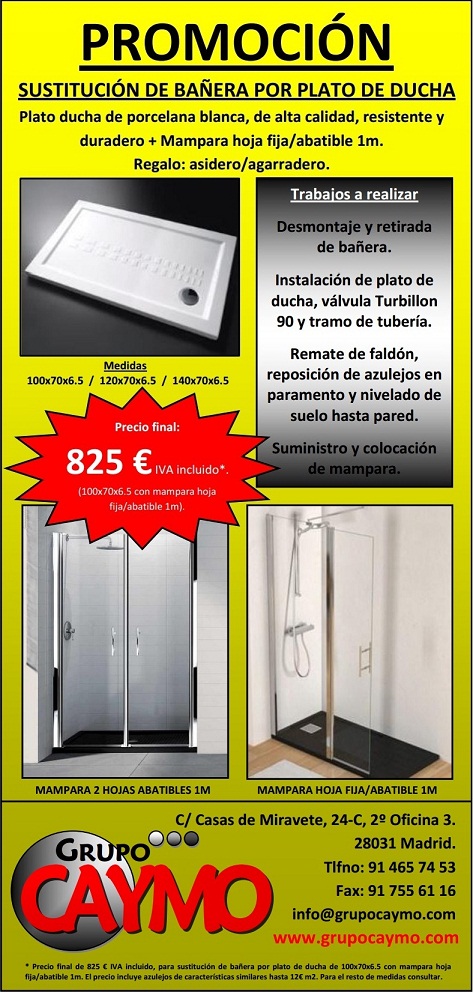  Oferta de Duchas, Mamparas, platos en Madrid