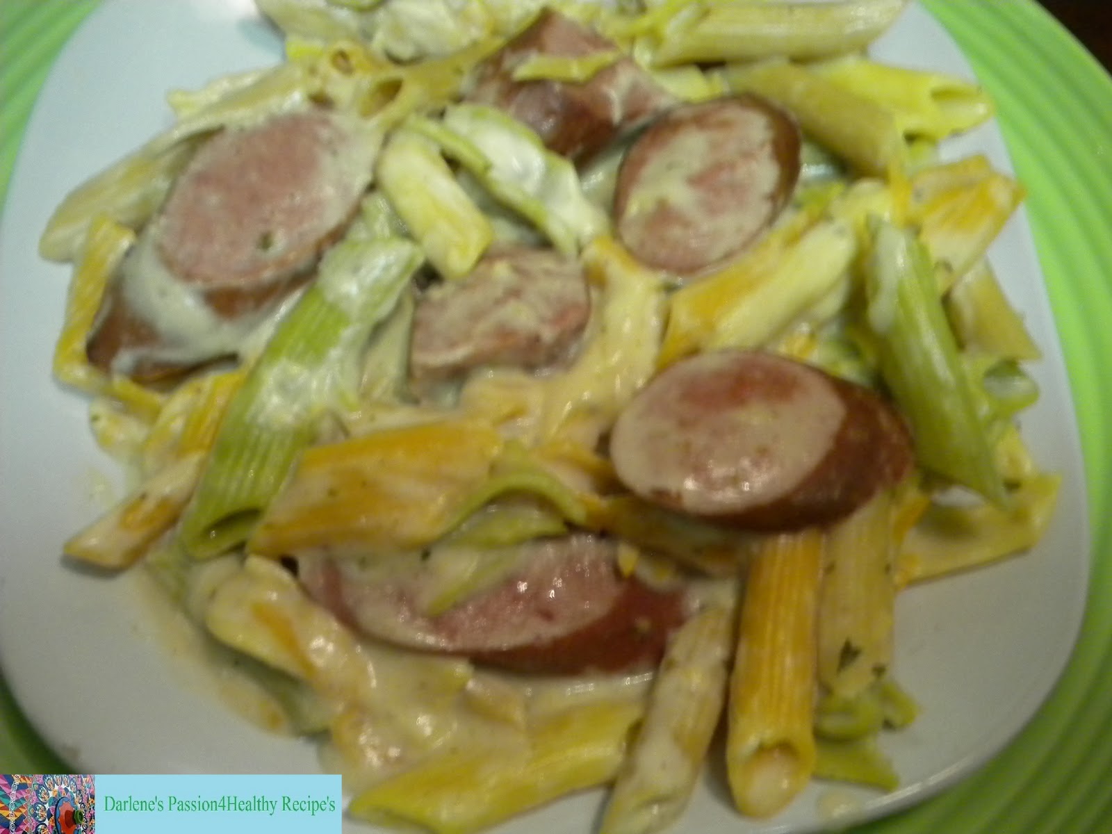 Darlene's Passion4Healthy Recipes Kielbasa sausage & Alfredo Sauce