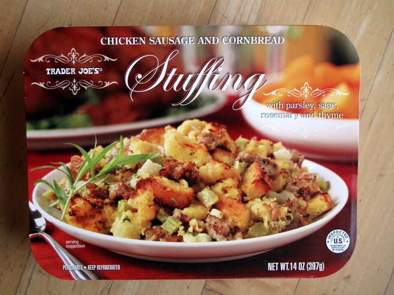 Trader Joe's Chicken Sausage and Cornbread Stuffing and Turkey Gravy