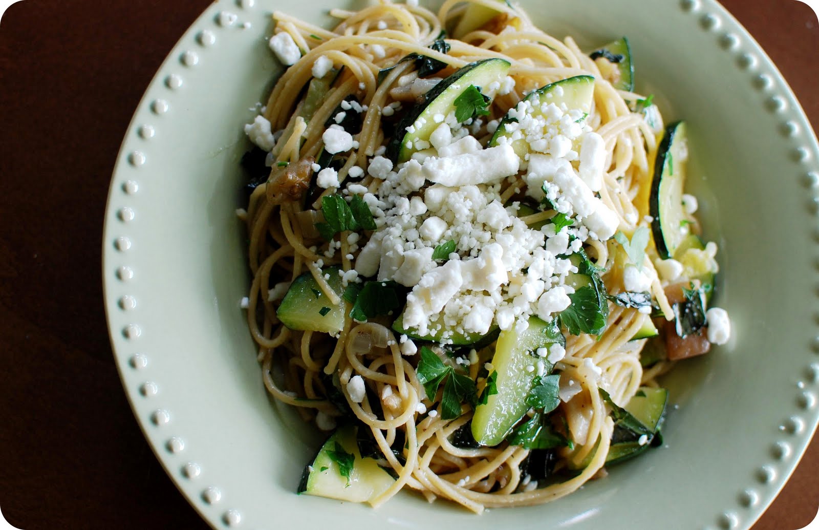 33 Shades of Green Tasty Tuesdays Zucchini & Eggplant Pasta with Goat