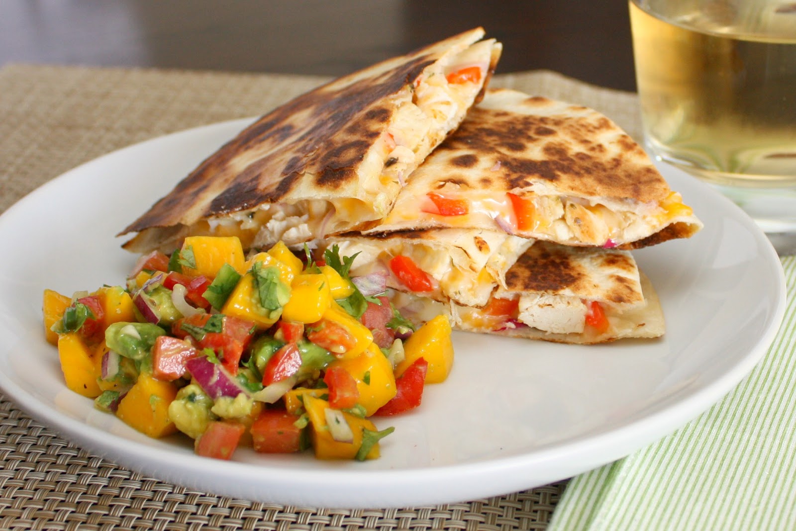 APPLE A DAY Tropical Chicken Quesadillas with MangoAvocado Salsa