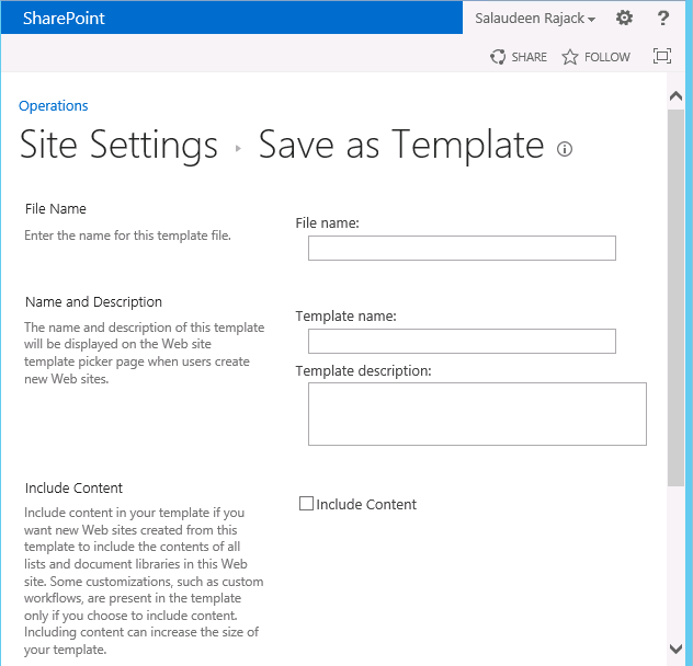 Sharepoint change site template after creating a site