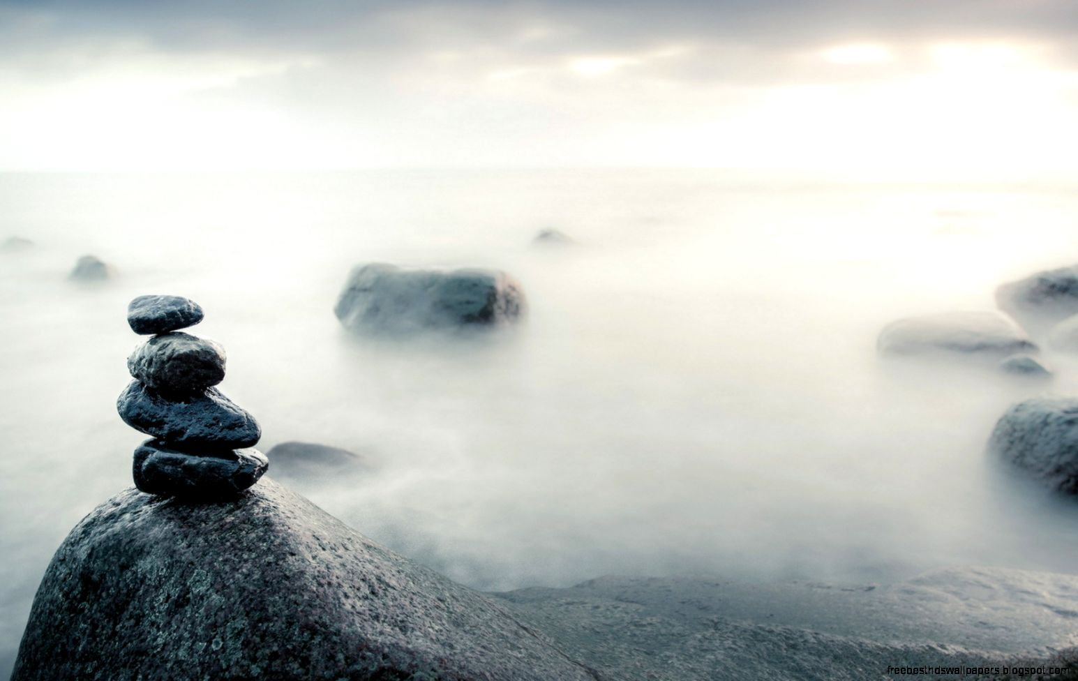 Stones Sea Fog Nature 9dzu Stones Sea Fog Nature 9dzu