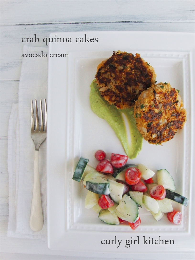 Curly Girl Kitchen Crab Quinoa Cakes with Avocado Cream