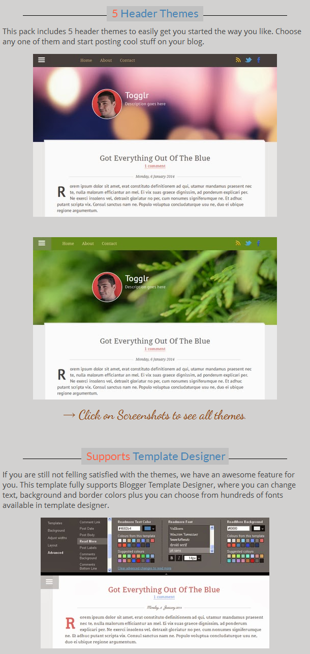 Togglr - Clean Responsive Blogger Template - 1