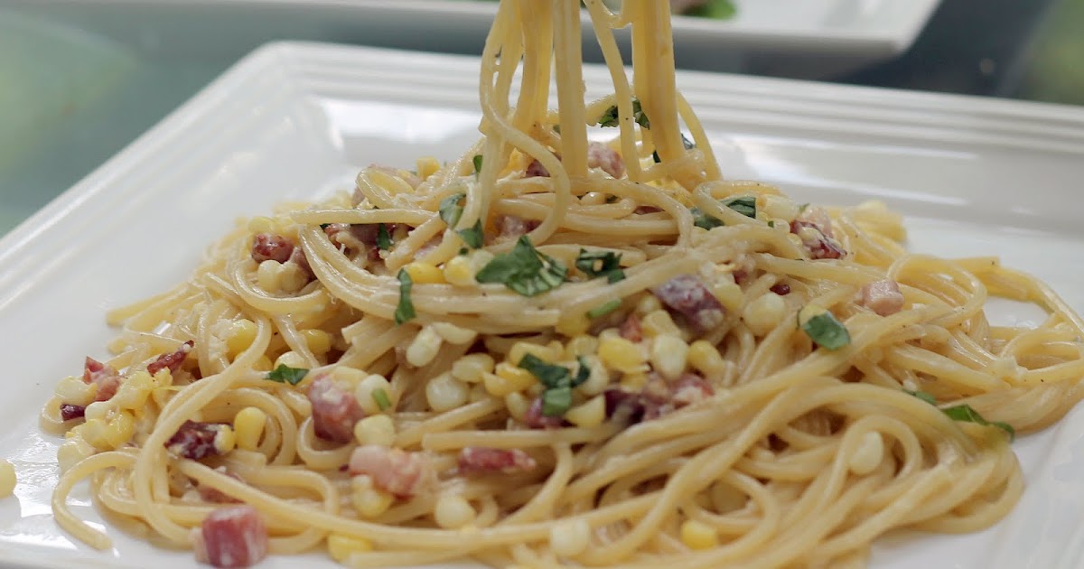 Creamy Corn, Basil and Pancetta Pasta