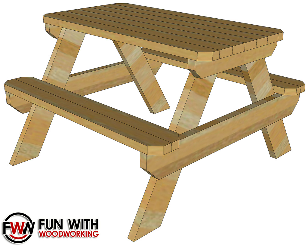 Fun With Woodworking: Free 4 ft picnic table plan posted!