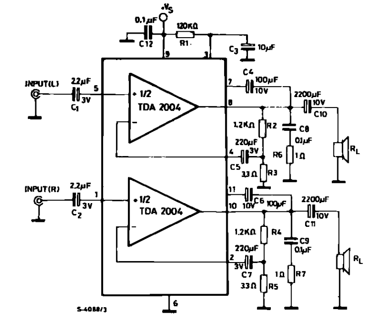 Schematic Diagram  10 10w Stereo Amplifier For Car Radio