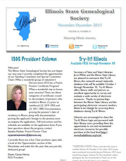 The November/December 2015 issue of the ISGS Newsletter is now available to both ISGS members and non-members.