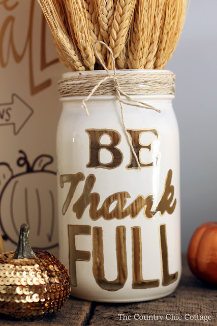 11 Thanksgiving Table Decor Ideas featuring Thanksgiving Mason Jar Craft by Country Chic Cottage 