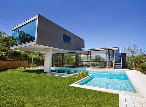 plan de maison moderne avec piscine
