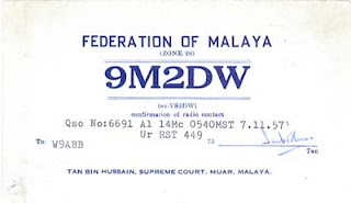 9m2dw22 Vintage QSL Cards From Malaya