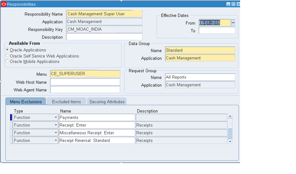 Oracle Apps Oracle Cash Management Setups