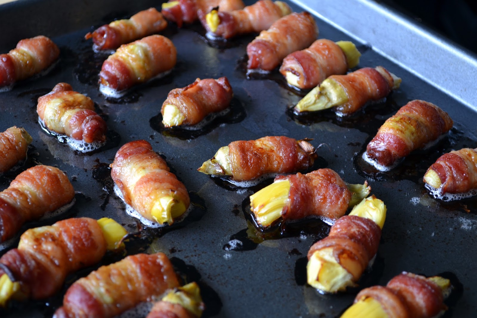 Hardly Housewives Bacon Wrapped Artichoke Hearts with Lemon Dijon Aioli