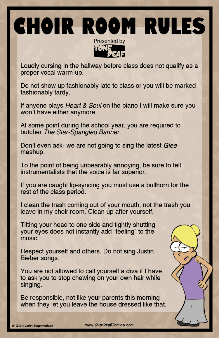 Sheridan/Cattaraugus Community Chorus Choir Room Rules...