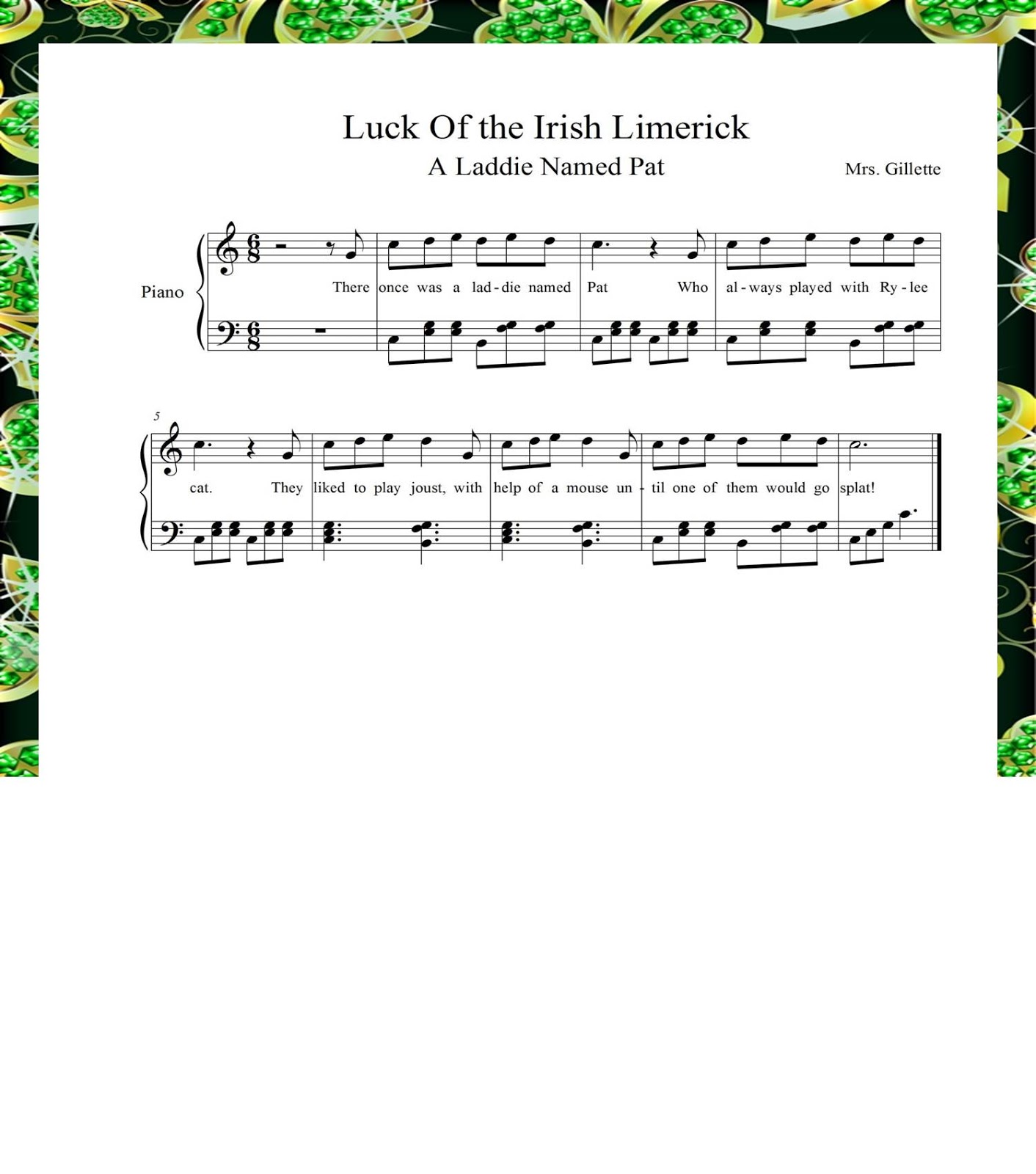 Mrs. G's Musical Machine Luck of the IrishLimericks!