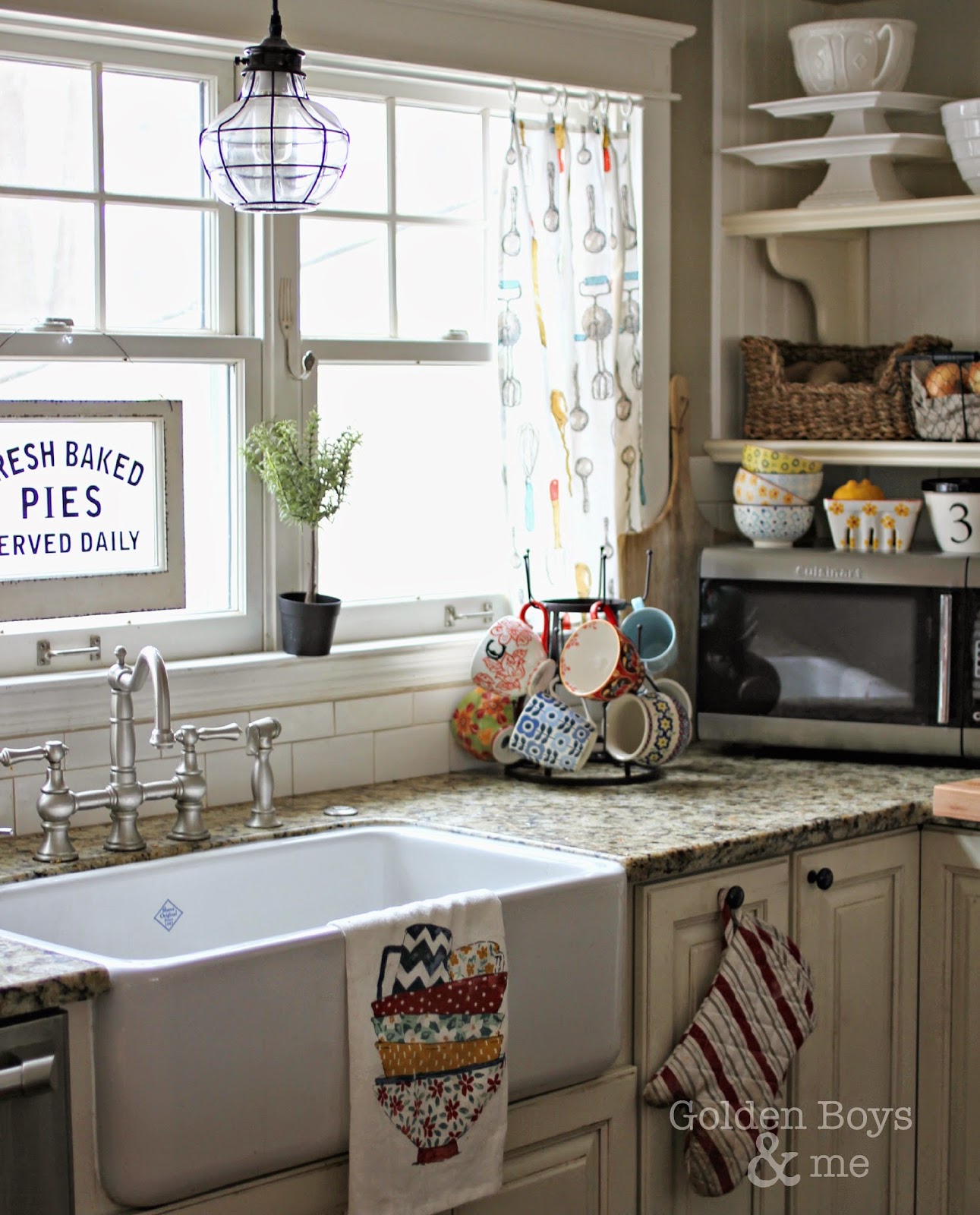 Kitchen Dish Towels Turned Kitchen Curtains