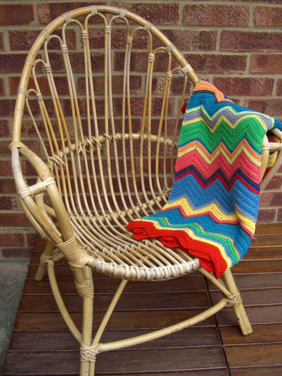 Peacock Blue Garden chevron blanket finished