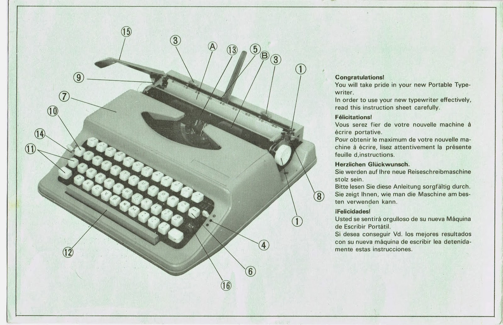 oz.Typewriter Nakajima ALL Portable Typewriter Manuals Four Languages