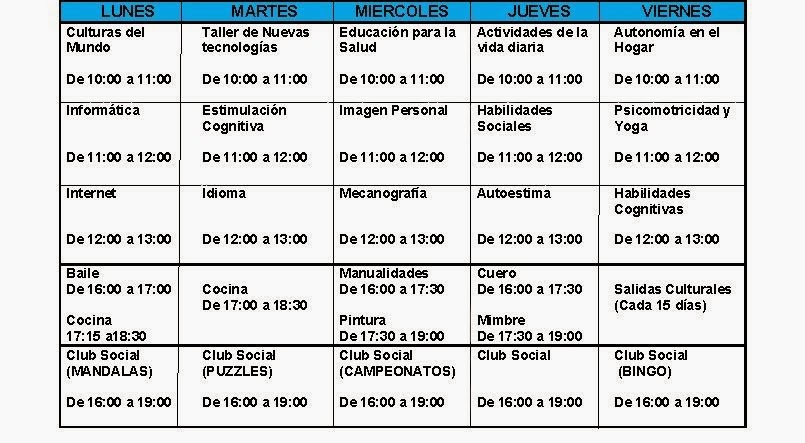 Horario de Actividades